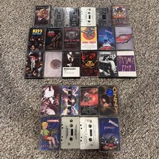 Huge Vintage Hard Rock Cassette Lot Warrant KISS Dio Judas Priest, Ozzy More