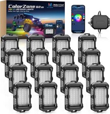 16 Pods RGB IC Rock Lights LED Chasing Underglow Neon Light Kit w/Group Control