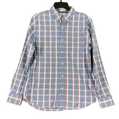 Hawker Rye Mens Slim Fit Stretch Plaid Button Down Shirt L