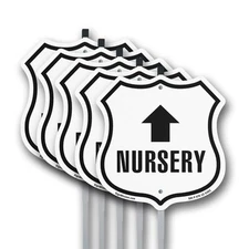 Nursery Up Shield Shaped Sign With Stake Weather Resistant Crafted in the USA