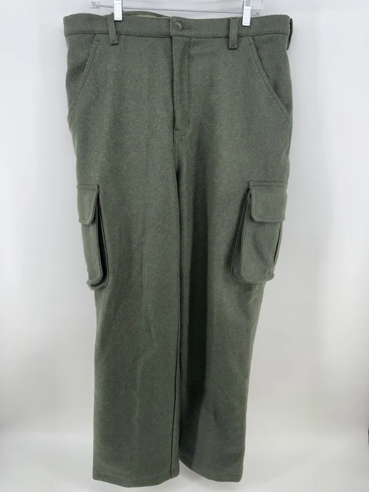 Calça masculina Cabelas Dry-Plus 38 bolsos forrados de lã verde carga caça ao ar livre - Imagem 2 de 4