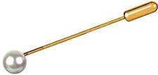 David Van Hagen Mens Gold Plated Synthetic Pearl Cravat Pin - Gold