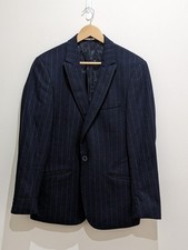 Remus Uomo Smart Jacket Navy Size 40 Slim Fit Stripe Office Excellent Condition