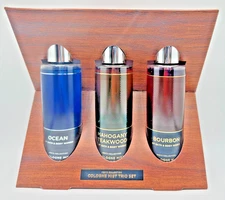 Bath & Body Works Cologne Mist Trio Gift Set Ocean Teakwood Bourbon Spray 5 oz