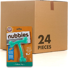 Nubbies T-Bone Dental Dog Chew Toy with Peanut Butter Flavor, Textured Chew Toy