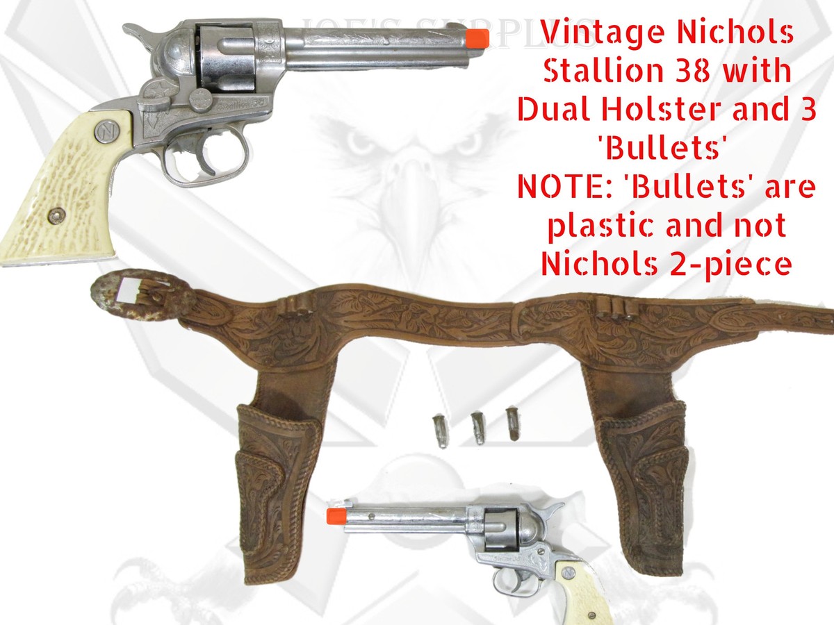 Vintage Working Nichols Stallion 38 Toy Cap Gun Dual Holster