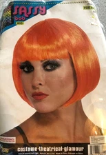 Forum Novelties Neon Orange Sassy Bob Wig Cosplay Halloween Costume NEW