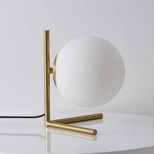 Glass Table Lamp, Minimalist Nightstand Lamps, Metal Standing Reading Light w...