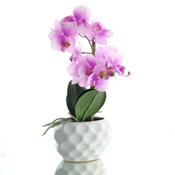 Gasper Orchidee Lila-Rosa Im WeißEn Steinguttopf 33 Cm - Kunstpflanzen-image