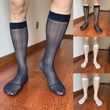 Men Polka Dot Sheer Dress Socks Ultra Thin Formal Wear for Business Attire