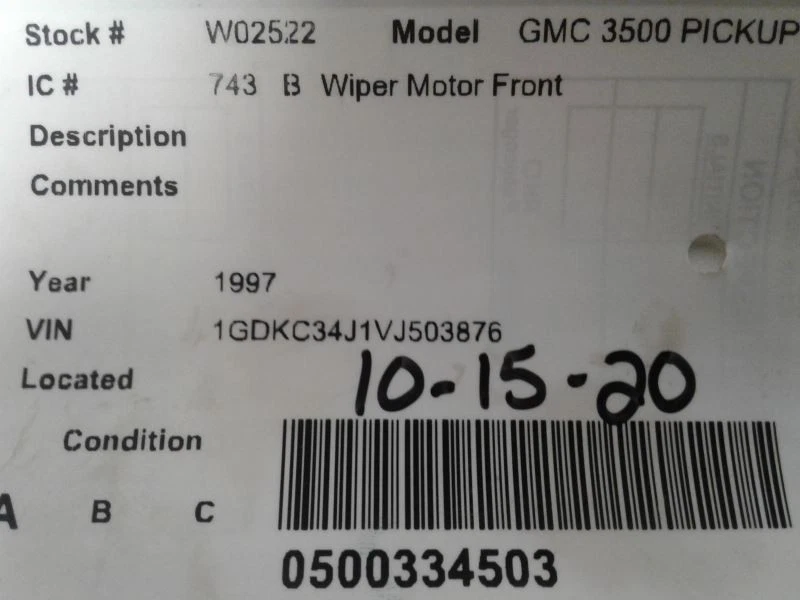 Windshield Wiper Motor Fits 91-02 CHEVROLET 3500 PICKUP 1299831 - Image 4 of 4