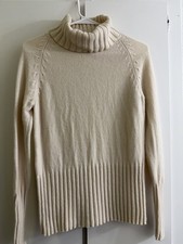 Cream Wool-Cashmere Turtleneck Sweater,size S