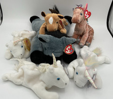 Ty Beanie Babies Horses  Unicorns Lot Of 6 Lefty Horse Derby Mystic NICE