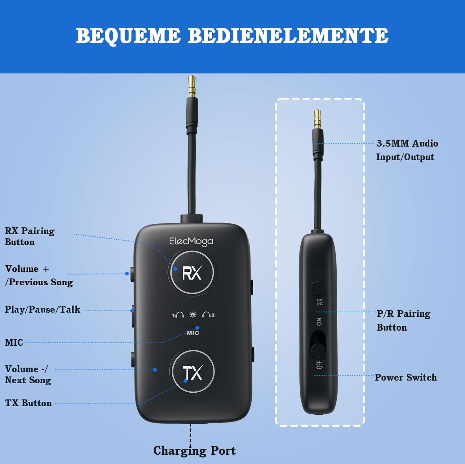 Premium Bluetooth 5.4 Airplane Adapter with Long Range Low Latency for Travel