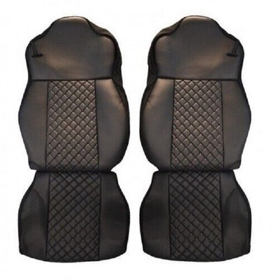 Set Mit 2 Sitzbezüge Schwarz Öko Leder für Iveco Stralis 430 2004 - 2008