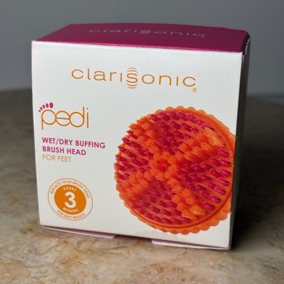 Clarisonic Pedi Wet/Dry Buffing Brush Head OS Orange Pink Foot Exfoliator New