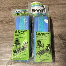 2 New Arden Paradise Re-Web Kit Lawn Chair Webbing Blue Teal Yellow 39 Ft Each