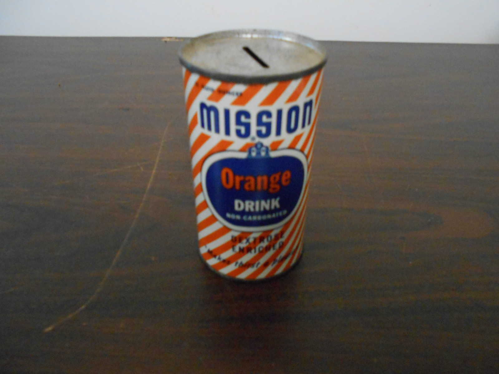 ANTIQUE VINTAGE MISSION ORANGE DRINK - BANK- CAN ADVERTISING MISSION ...