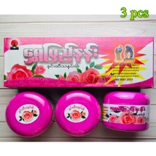 Myanmar Thanaka Powder Face Rose Scent Nature Reduce Dark spots Size 140 g x 3