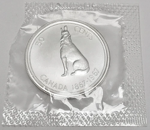 1967 Canadian Half Dollar 80% SILVER *BU - UNCIRCULATED MINT CELLO*