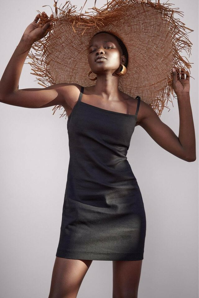 black cotton dress mini THE SCALLOP MINI DRESS in Black Textured Cotton Black Textured Cotton / 2023SP419 BTC / 3