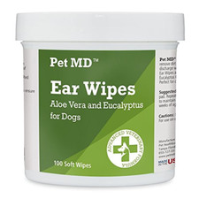 Pet MD Ear Wipes- Otic Cleanser for Dogs to Stop Ear Itching Infection 100ct