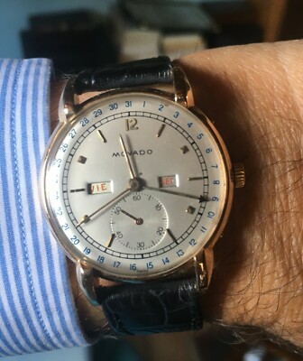 MOVADO Kalender komplett - Dreifachdatum, 18 kt Gold, Original Armband und Schließe
