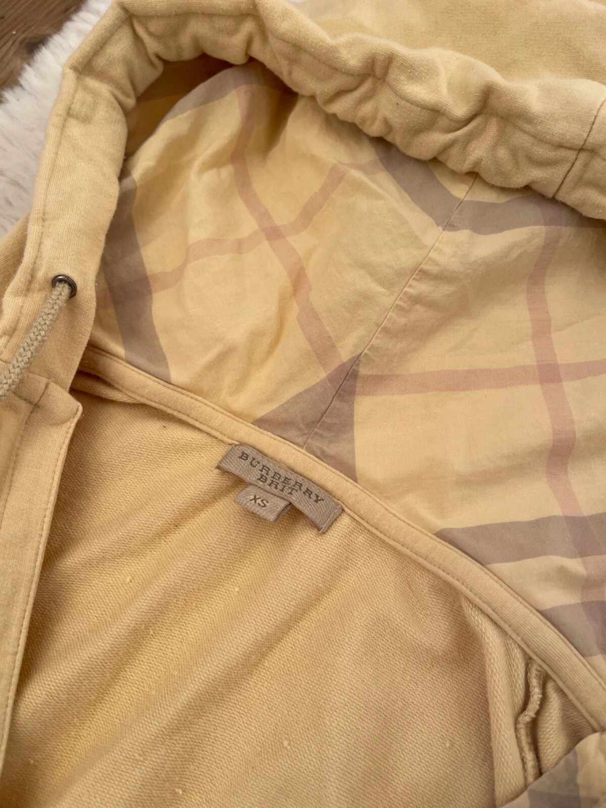 Felpa con cappuccio BURBERRY donna XS in giallo limone pastello ottime condizioni