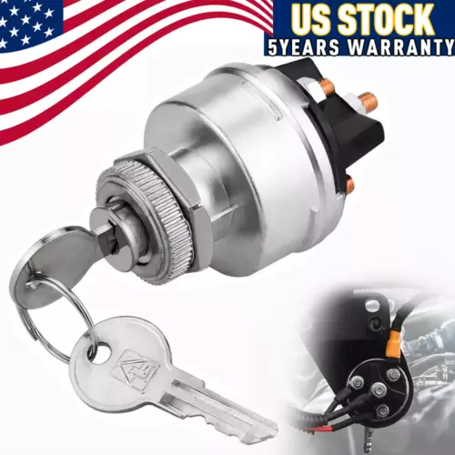 Universal Ignition Key Starter Switch w/ 2 Keys For Car Tractor Trailer 12V-24V - Picture 2 of 13