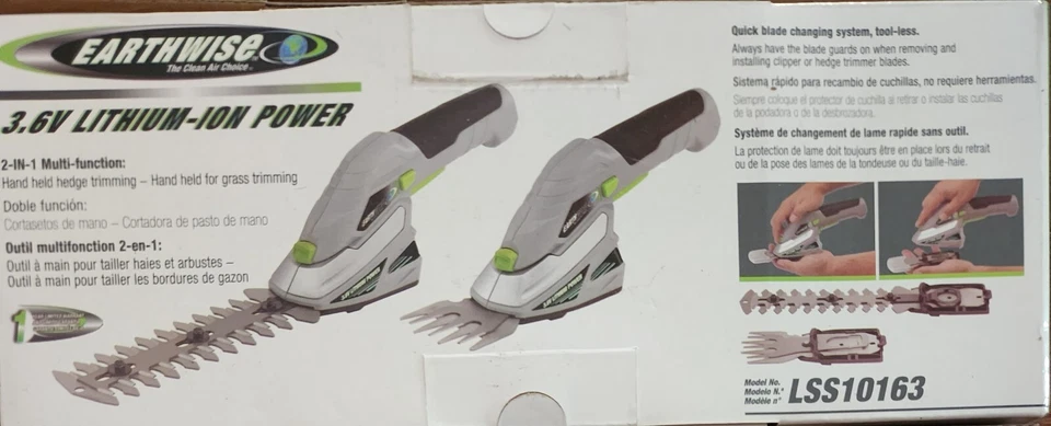 Earthwise Cordless Rechargeable 2-in-1 Shrub Shear and Hedge Trimmer Silver  - Image 2 of 2