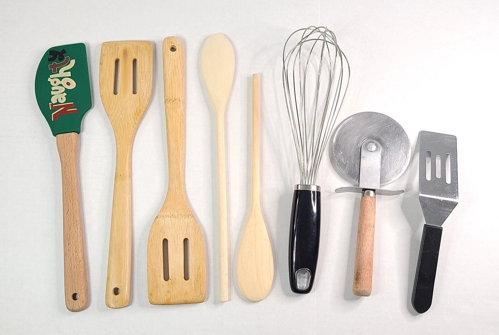 Bundle Random Kitchenware Utensils Spatula Wooden Spoon Whisk Pizza Cutter Set 8