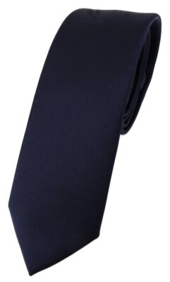 schmale TigerTie Designer Krawatte in schwarzblau einfarbig Uni - Tie Schlips