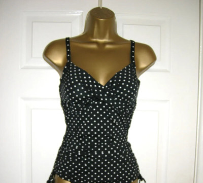 Miraclesuit Tankini TOP Kirkland schwarz gepunktet Schwimmen USA 8 (UK 10)