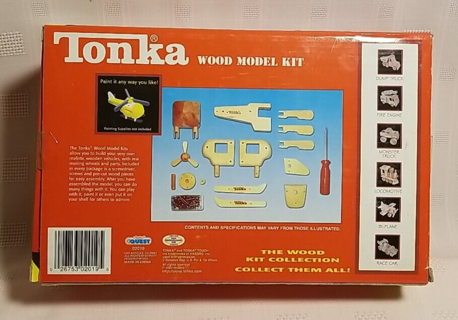 New Vintage Tonka Wood Model Kit HELICOPTER 2002 Hasbro NEW in BOX