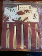 Longaberger Christmas Holiday Stripe Botanical Fabric Gift Bag Lunch Tote 23540