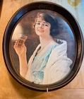 Vintage Coca Cola Oval Tray 1973 "Flapper Girl" Drinking Glass of Coke Calendar