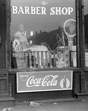 1940s CHICAGO BLACK BARBER Barber Shop w/ Coca Cola Sign, Vintage Photo Reprint