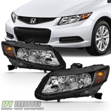 For 2012-2015 Honda Civic Sedan 12-13 Coupe Headlights Black Headlamp Leftright