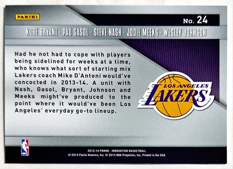 2013-14 Panini Innovation Lakers стартеры /? Kobe Bryant Pau Gasol Steve Nash 24 - Изображение 4 из 4