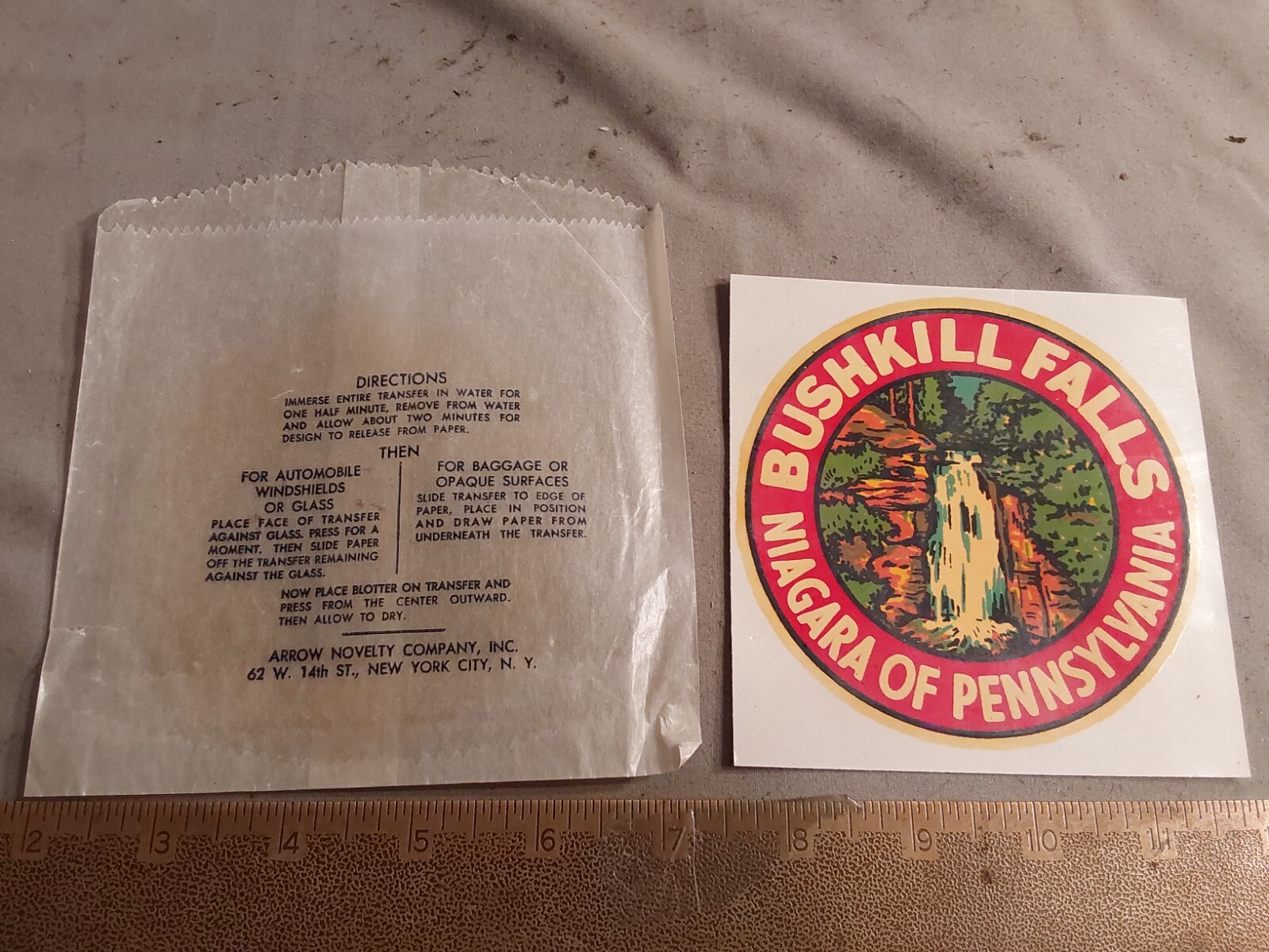 Vintage Bushkill Falls Niagara Travel Souvenir Luggage Bumper Decal Transfer-image