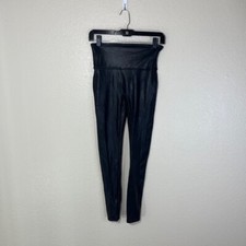 Spanx Faux Leather Leggings Womens Medium Black Shaping Pull On Pants