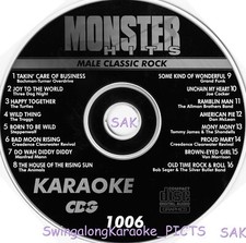 Male Classic Rock Monster Hits Karaoke CD G 1006 The Turtles,Bob Seger,Morrison