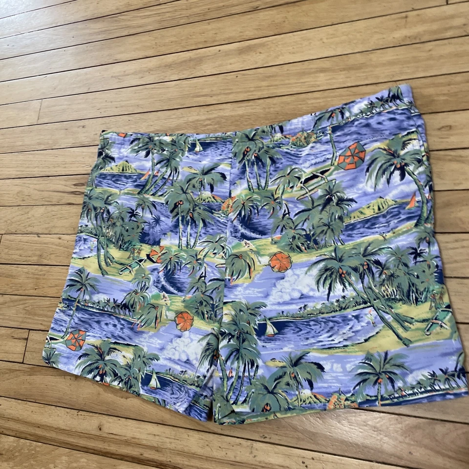 LANDS END Hawaiian Swim Trunks Men 38 42 Mesh Lined Made USA Drawstring Rare 90s - Image 3 of 4