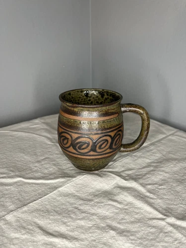Vintage Art Pottery Swirl Pattern Mug from Japan