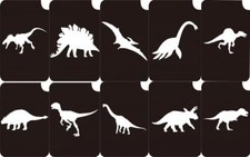 Dinosaurs Body Art Glitter Makeup Tattoo Stencil 2.75" x 3.75"- 5 Pack
