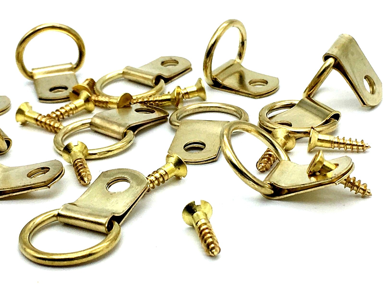 D Ring Hooks Small Single Hole Brass Picture Frame Hanging Eyes + Screws (549) eBay