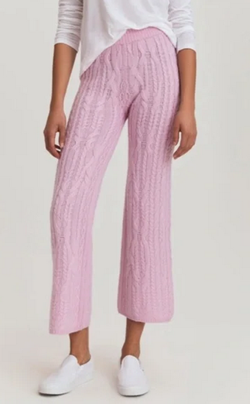 Something Navy Rosie Cable Knit Wool/Cashmere Pants Light Pink NWT $165