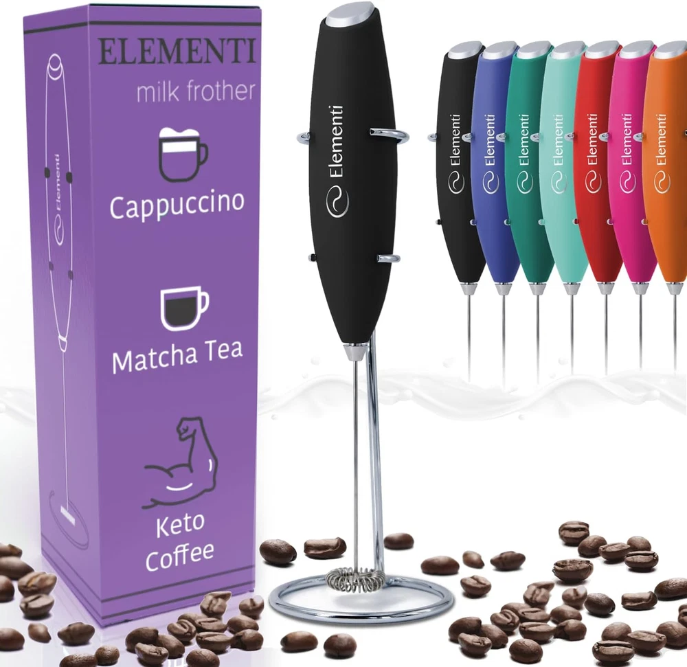Milk Frother Wand & Matcha Mixer, Mini Electric Whisk for Coffee - Frother for C