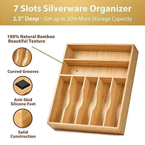 Kitchen Drawer Organizer 13 Inch Silverware Utensil Tray Holder Extra Deep  With