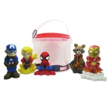 Disney Parks Marvel Set Giocattolo da Bagno Nuovo con etichette Spiderman Rocket Groot Iron Man Capitano